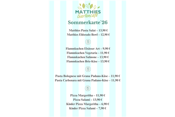 Gartencafé Sommerkarte (an besonders heißen Tagen)