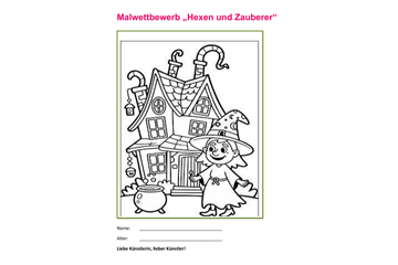 Malwettbewerb "Hexen und Zauberer" Malvorlage 2